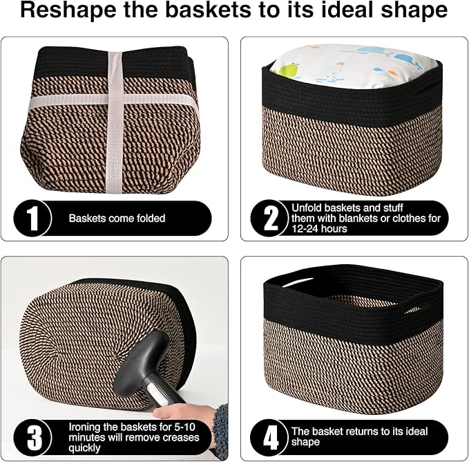 ICERZCZ Storage Baskets for Shelves Organizing, Woven Cotton Rope Baskets for - Image 7