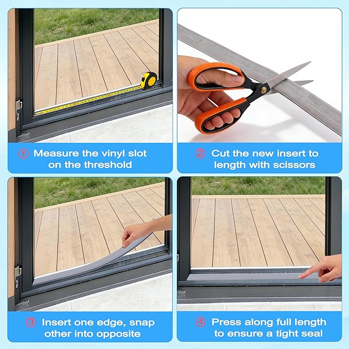 2 Pack 48 Inch Door Threshold Seal Vinyl Replacement Insert - Image 4