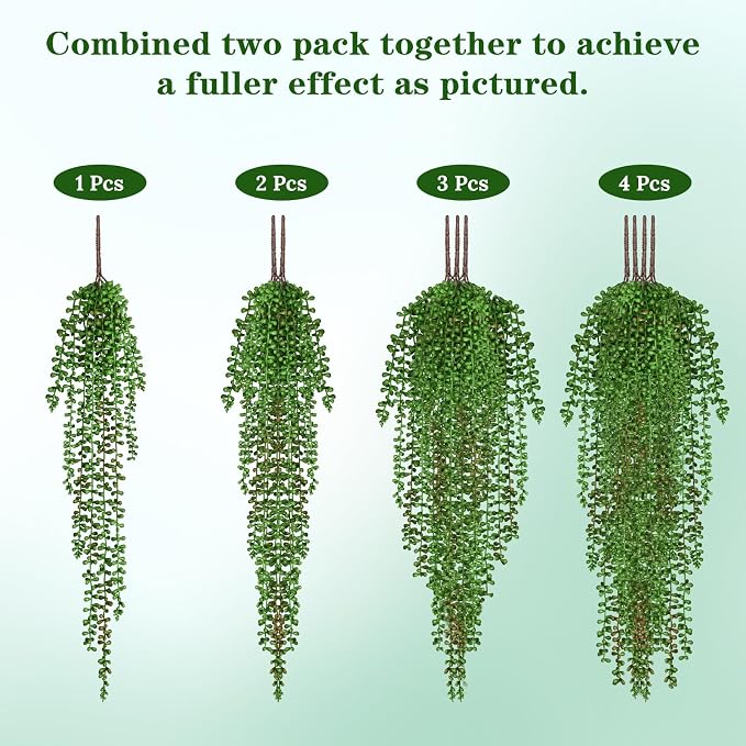 4Pcs Artificial Hanging Plants for Outdoors, Fake Vines Greenery | UV Resistant - Image 6