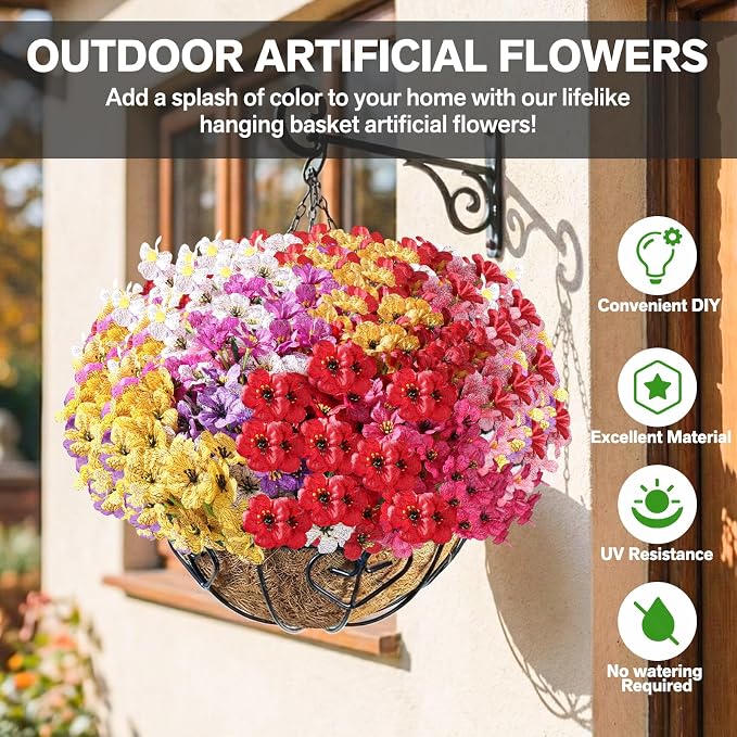 22 Pack Artificial Flowers for Outdoor Indoor Fake Plants | Faux Silk Flowers - Image 3