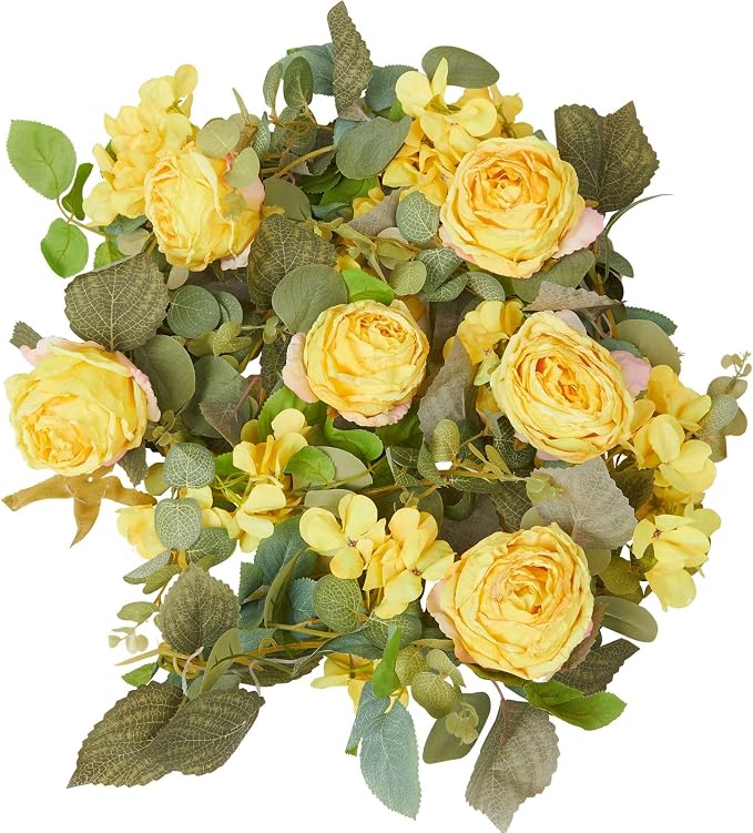 Artificial Flower Garland 2pcs 5.4ft Rose & Hydrangea Vine Decor, Hanging Faux by PONKING