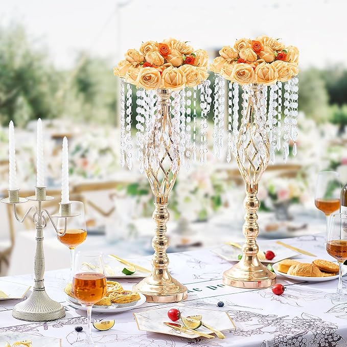 VEVOR 10PCS 55cm/21.65” Tall Crystal Wedding Flower Stand, Metal Wedding - Image 8