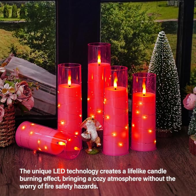 Eebuss Flameless Candles with Embedded Star String, Battery Operated LED Pillar - Image 3