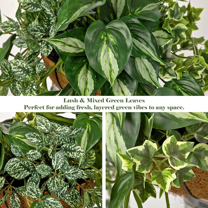 Fake Hanging Plant with Pot, Large Hanging Artificial Plants with Basket & - Image 3