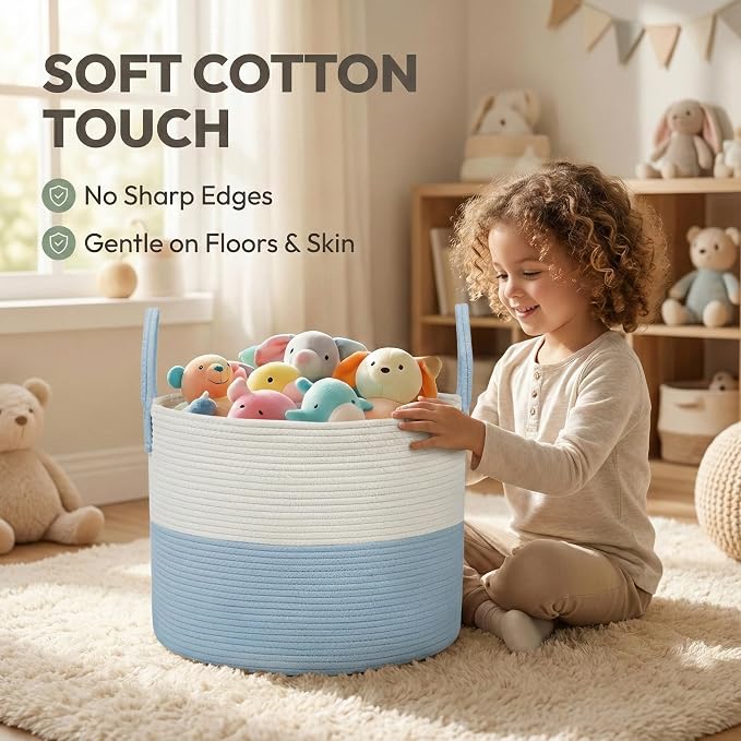 JMvicyroam 115L Extra Large Machine Washable Cotton Rope Blanket Basket | - Image 4