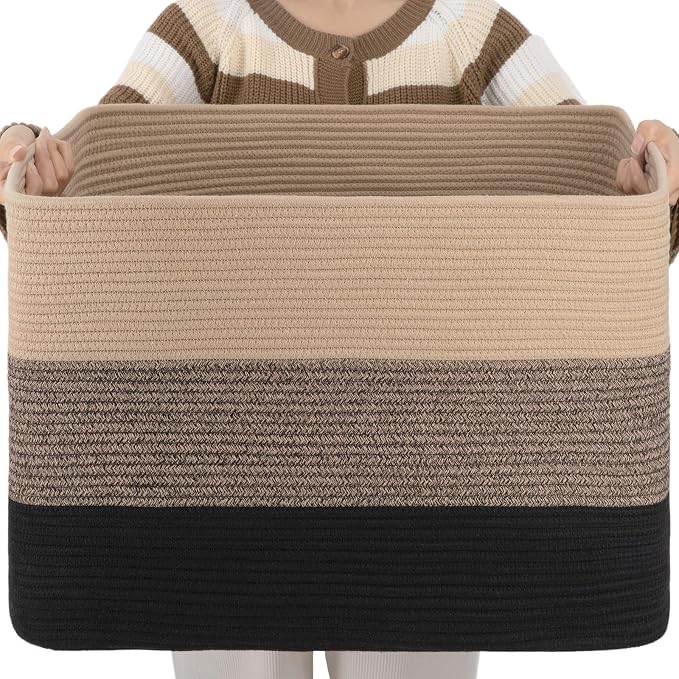 OIAHOMY Blanket Basket Laundry Basket Dog Toy Basket 108L Yellow Black | Large by MasterofSpaceOptimization
