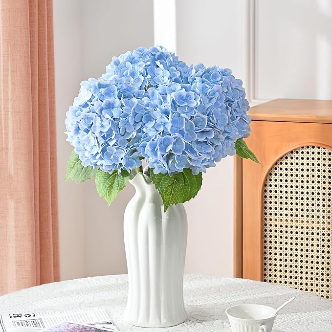 3Pcs 21in Hydrangea Artificial Flowers, Latex Real Touch Hydrangeas Lifelike - Image 2