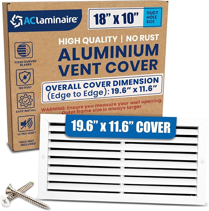 18x10 Aluminum Wall Ceiling Air Return Vent Cover HVAC Rustproof Grille by ACLAMINAIRE