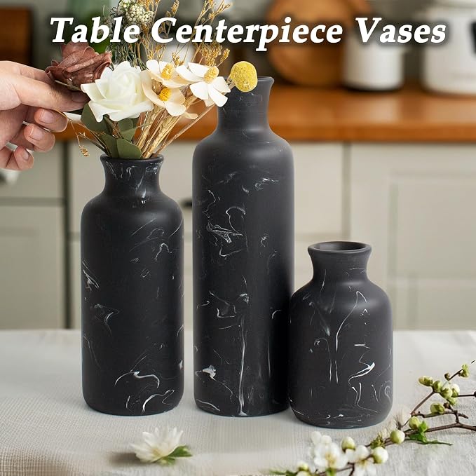 Resin 3 Piece Decorative Vase Set, Mantel and Shelf Decor. Boho Style Vases - Image 4