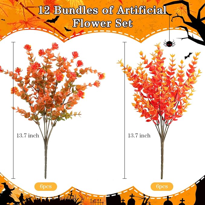 AGIRL Artificial Fall Flowers Fake Mums Outdoor, Faux Plant Porch Decor Home | - Image 2