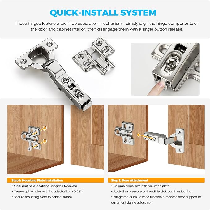HOME EDIT 15 Pairs 30 Pack European Half Overlay Soft Close Cabinet Hinges | - Image 5