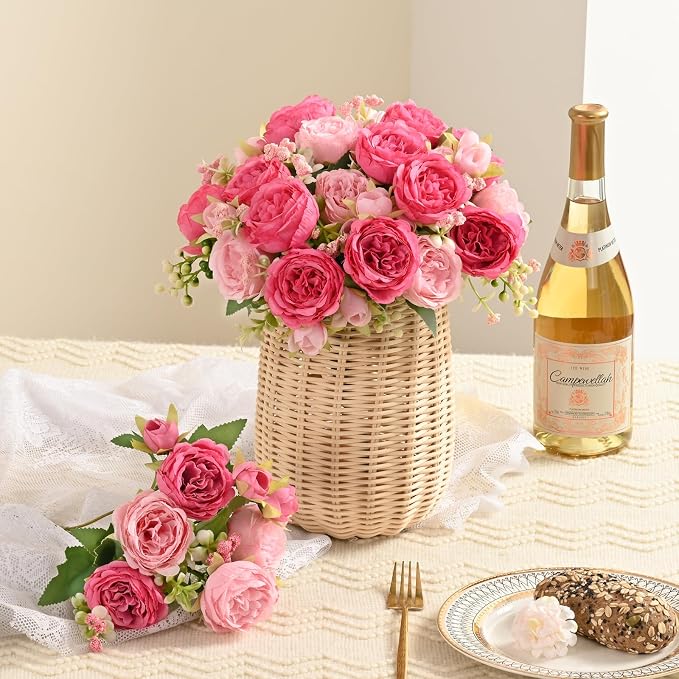 12 Packs Peonies Artificial Flowers, Mixed Pink Silk Artificial Peonies | Fake - Image 9