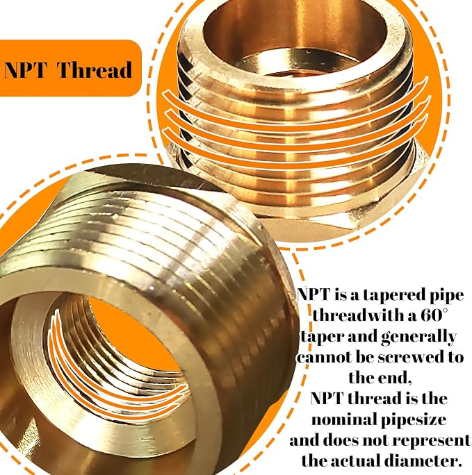2pcs 3/4" NPT x 3/8" NPT Brass Bushing, 3/4 to 3/8 Adapter Fitting Reducing - Image 6