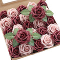 Artificial Flowers 25pcs Real Looking Cinnamon Rose & Shabby Pink Foam Fake by Floroom