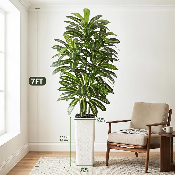 Artificial Dracaena Tree Indoor, 7FT Tall Fake Floor Plants - Image 4