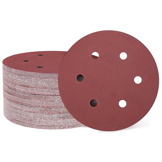 HARFINGTON 100 Pcs 6 Inch Sanding Discs 400 Grit Red Aluminum Oxide 6 Hole | by HARFINGTON