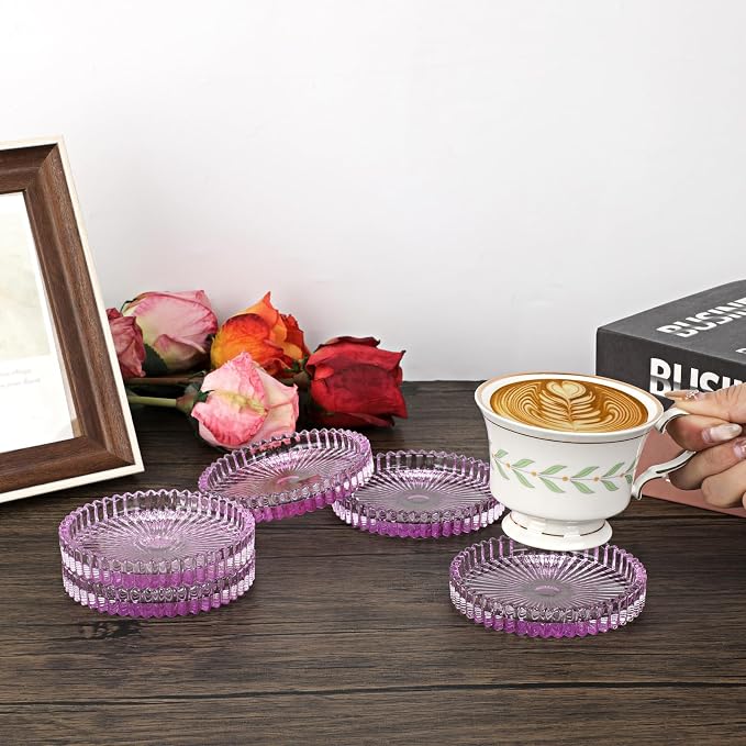 Modern Clear Coaster Set of 5- Glass Coasters - Image 2