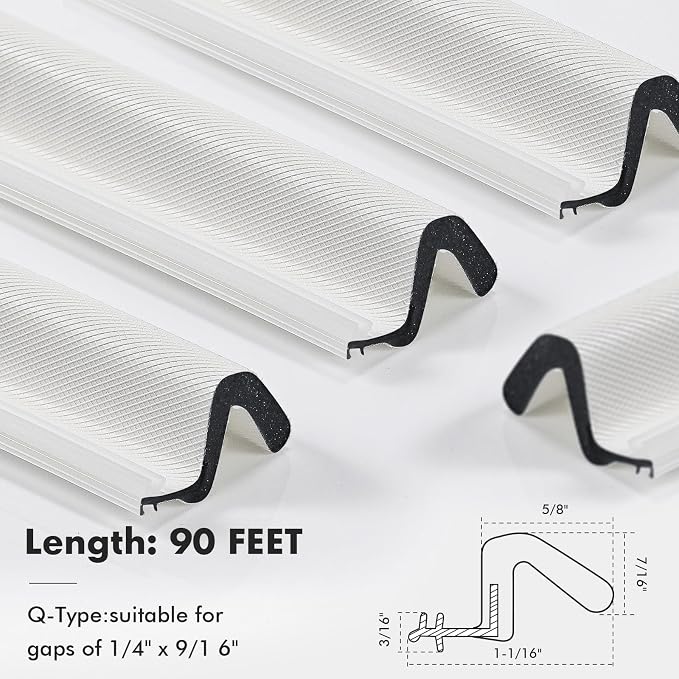 BBTO Weather Stripping Door Window Seal V-Shaped Foam Kerf, 90 Feet, - Image 2