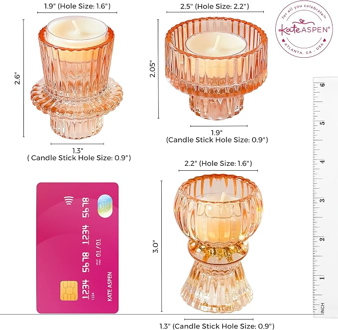 Kate Aspen Glass Taper Candle Holder Set of 6 - Image 7