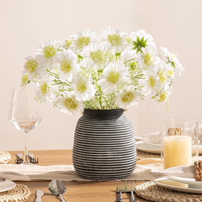 Ceramic Rustic Vase, 7.48" Flowers Pottery Vases Home Decor Round Wide-Mouth - Image 9