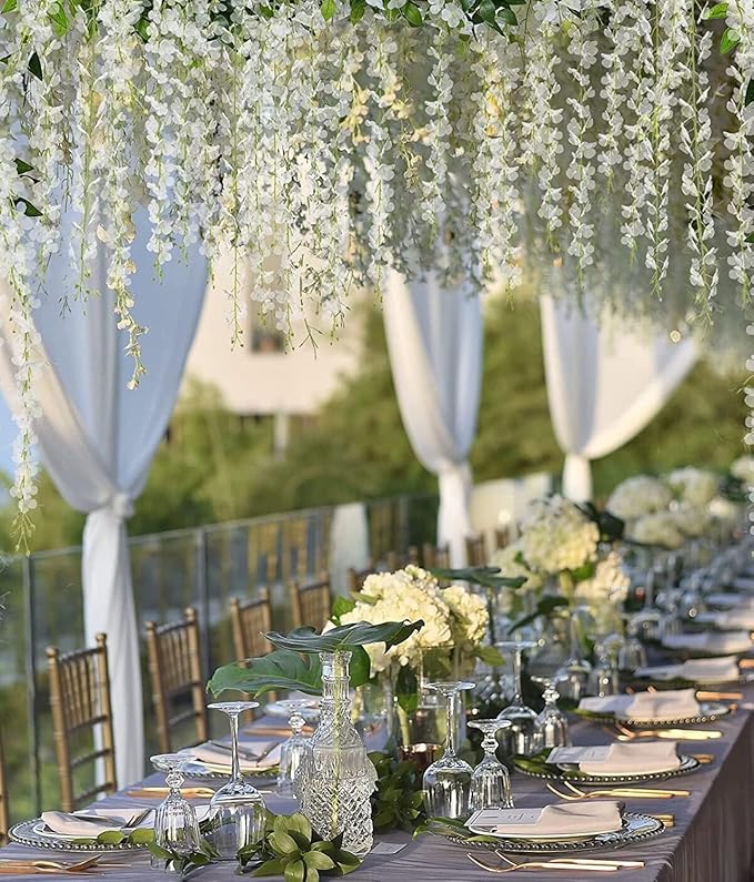 36Pcs Artificial Wisteria Flowers 3.6 Feet/Piece White Dense Artificial Fake - Image 7