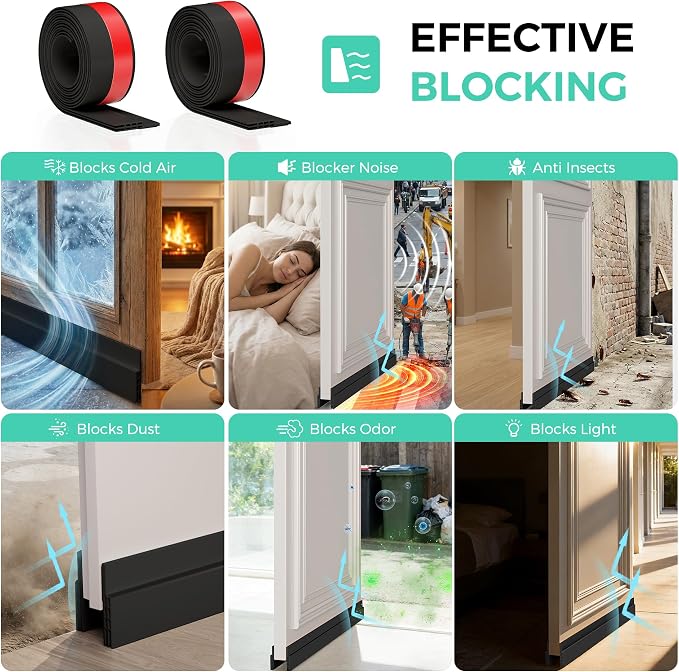 Hojoy Under Door Draft Stopper, Door Weather Stripping Door Seal, 6 Pack | - Image 3