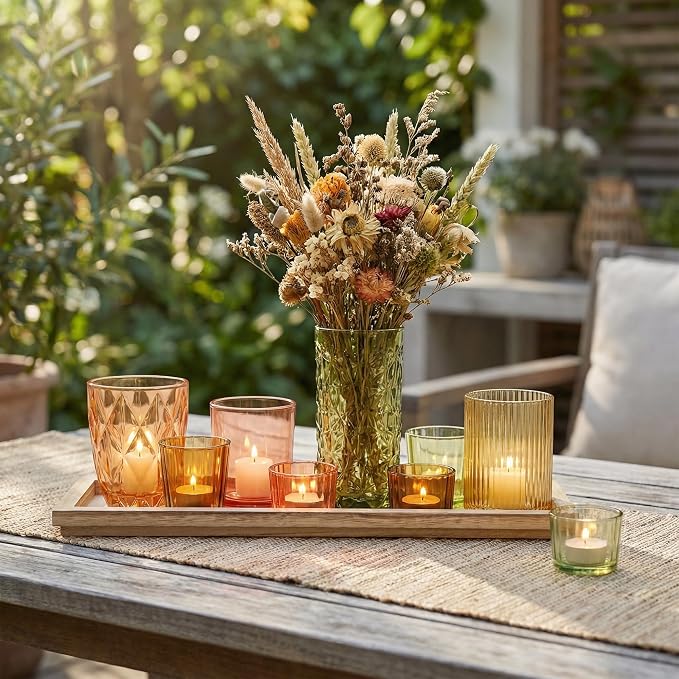 Votive Candle Holders Set with Wooden Tray - Image 9