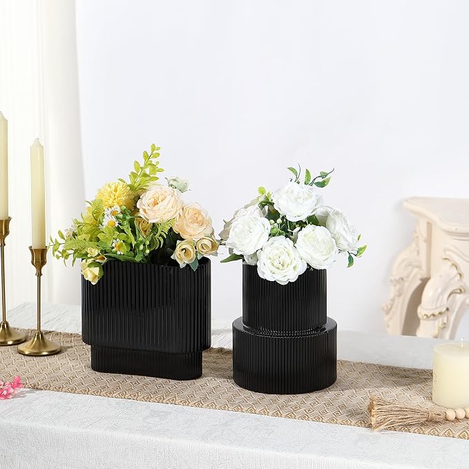 Black Glass Vases, Modern Vase for Tulips, Dining Table, Wedding Gifts - Image 2