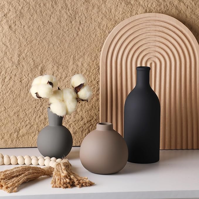 Ceramic Vase Set of 3, Vases Home Decor Rustic Farmhouse Decor Pottery Vases - Image 6