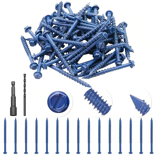 60Pcs 3/16" x2-1/4 Concrete Screws by Unknown