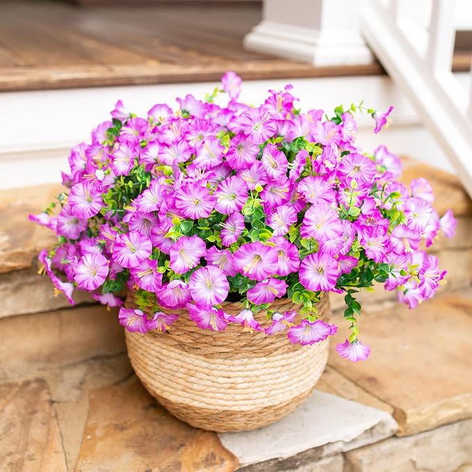 Artificial Flowers for Outdoors Fake Plants Outside Decoration, 12 Bundles Silk - Image 8