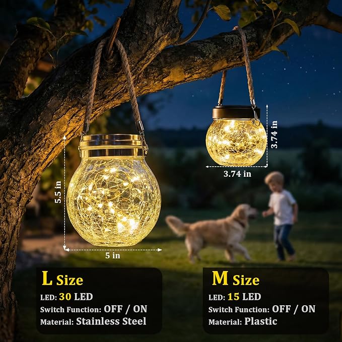 ROSHWEY 4 Pack M Size Solar Lantern Gifts - Image 2