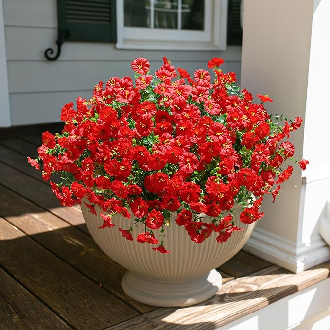 Artificial Flowers for Outdoors Fake Plants Outside Decoration, 12 Bundles Silk - Image 9