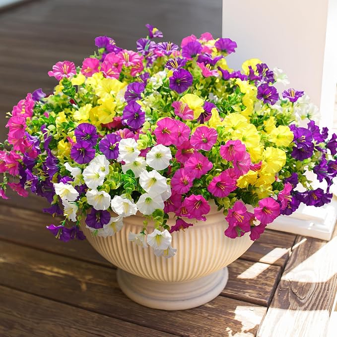 Artificial Flowers for Outdoors Fake Plants Outside Decoration, 12 Bundles Silk by HyeFloraartificialflowers