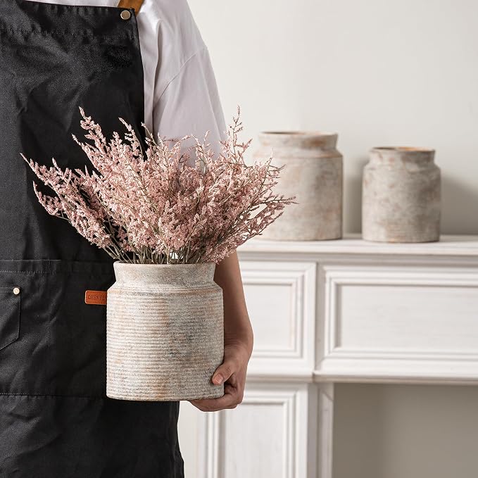 Ceramic Flower Vase 7.5 inch Farmhouse Rustic Vase - Image 6