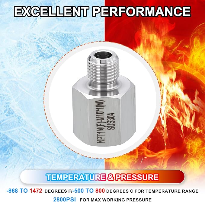 1 Pack 304 Stainless Steel Male to FeMale Adapter, M10*1 Male x 1/4" FeMale NPT - Image 7