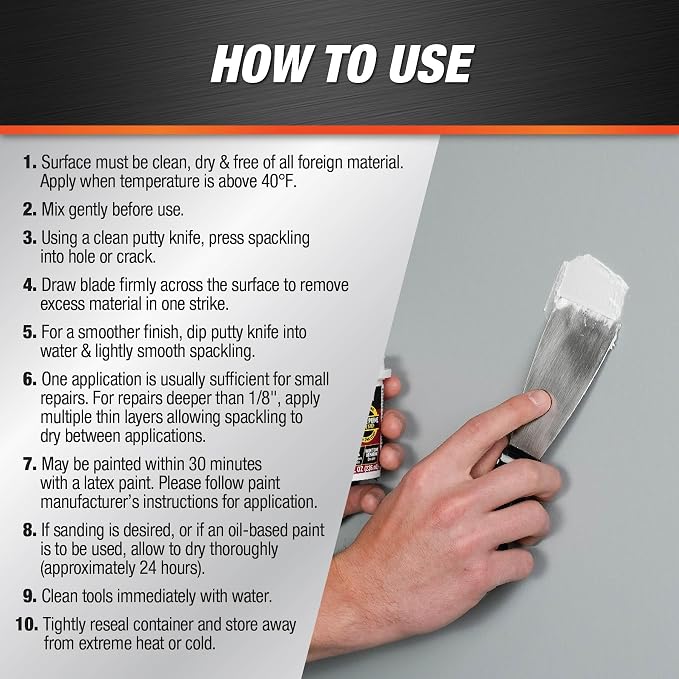 DAP Patch-N-Paint Lightweight Spackling, 8 Oz - Image 3