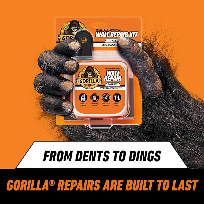 GORILLA Wall Repair Kit, Heavy Duty Spackling, 8 fl oz Tub, 4 in Patch | - Image 7