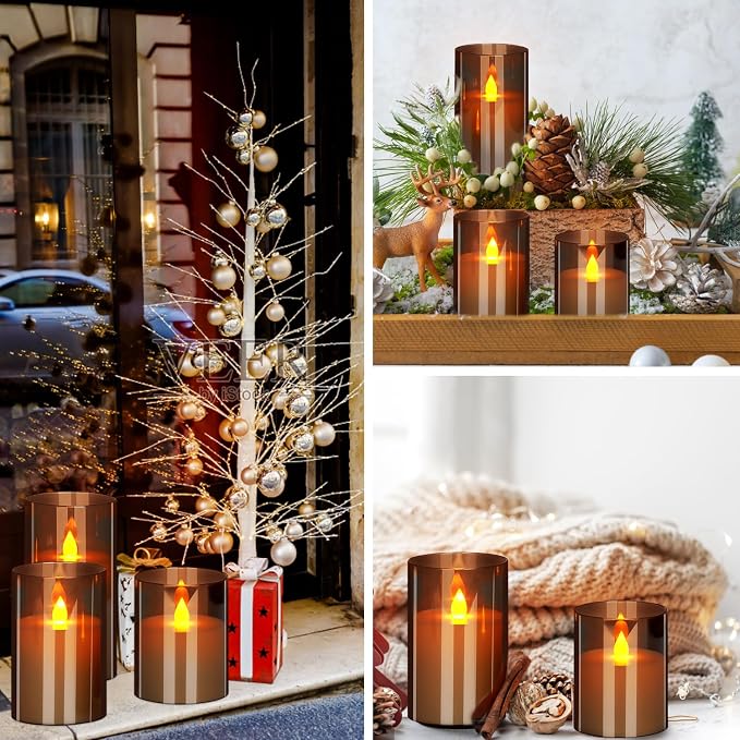 Flameless Candles 4" 5" 6" Acrylic Glass Pillars 3" Diameter Battery Operated - Image 5