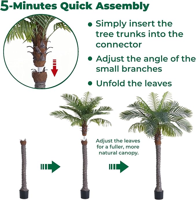 8.5FT Artificial Coconut Palm Set of 2, Potted Faux Palm Tree | Tropical Fake - Image 7