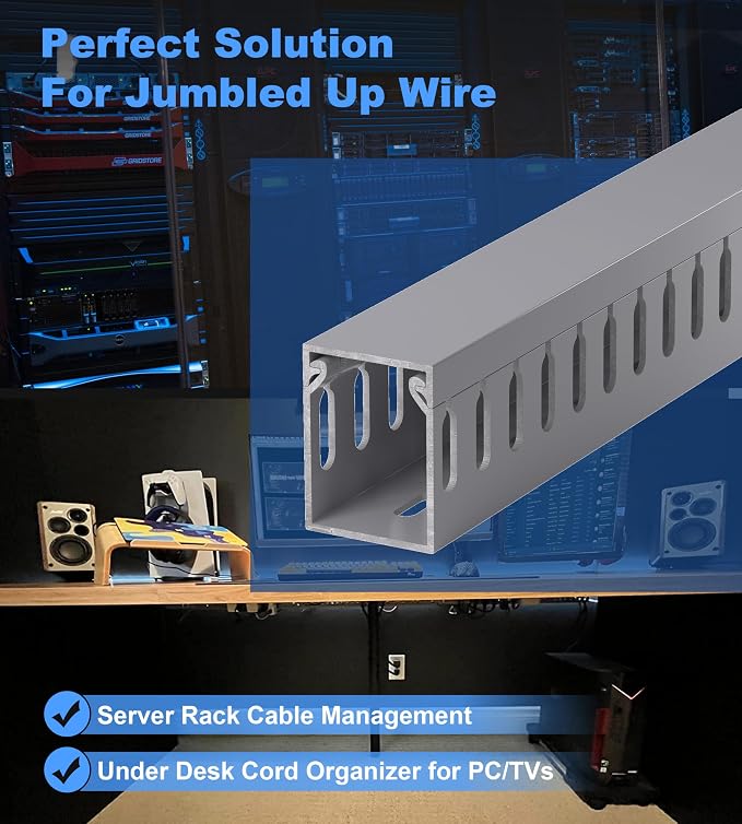 1.6"H x 1.2"W Cable Raceway, 6ft Under Desk Wire Management Channel, 2 Pack - Image 5