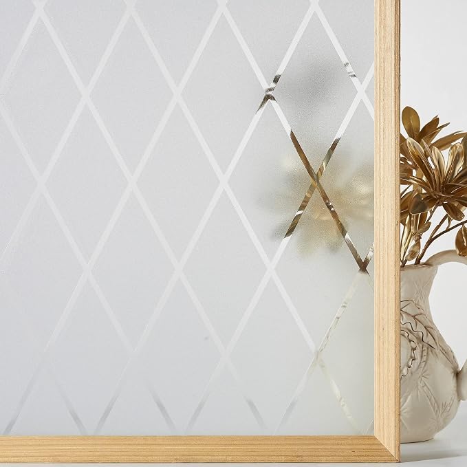 Lattice Frosted Window Film Window Privacy Film Static Cling Window Vinyl by VELIMAX