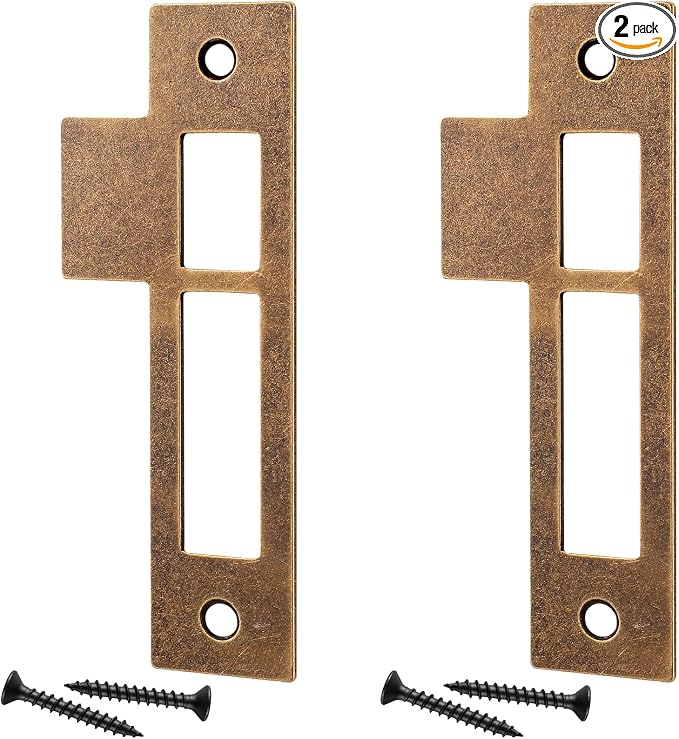 2pcs 4-3/8inch Antique Brass Door Strike Plate Latch by Otoolling