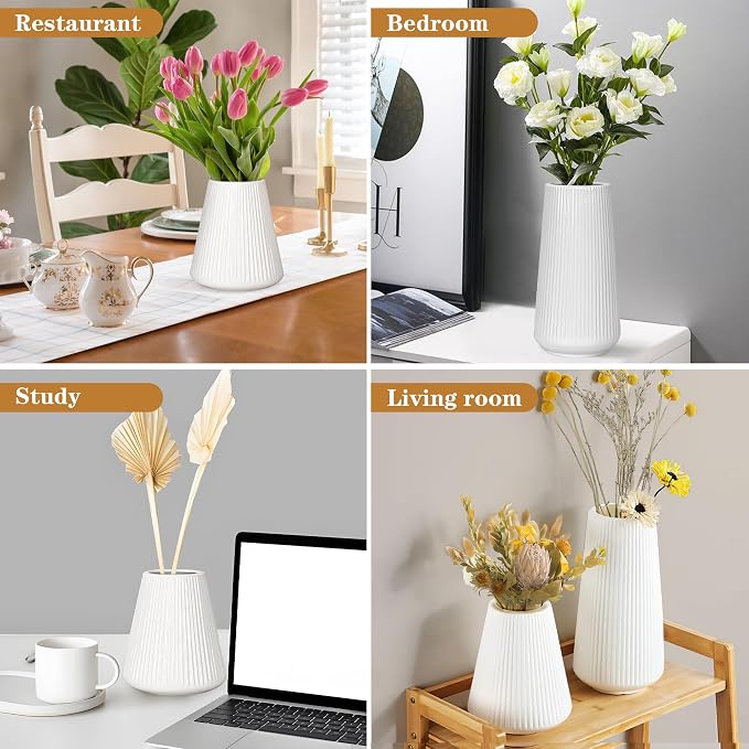 White Ceramic Vase, GUKJOB Small Cute Flower Vase - Image 6