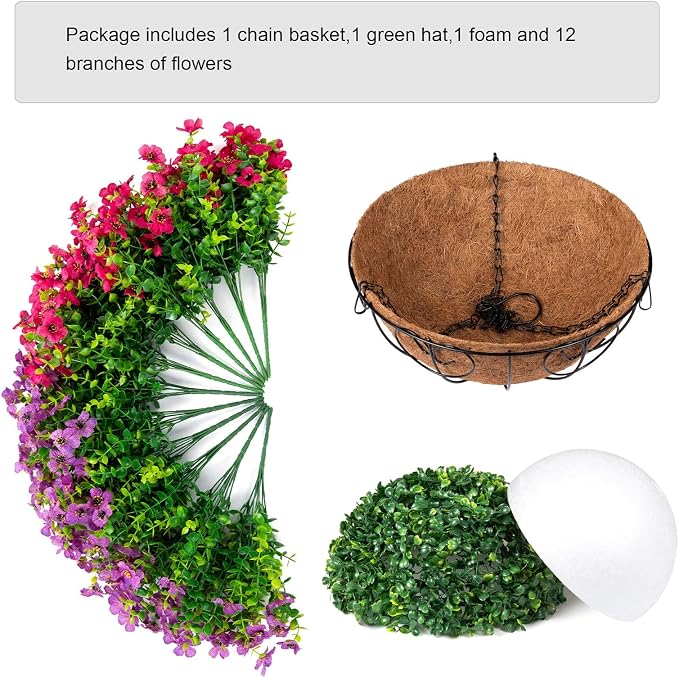 Artificial Faux Hanging Plants Flowers Basket - Image 4