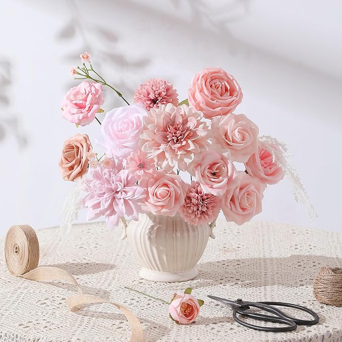 Artificial Flowers Fake Rose Flowers Dahlia - Image 5