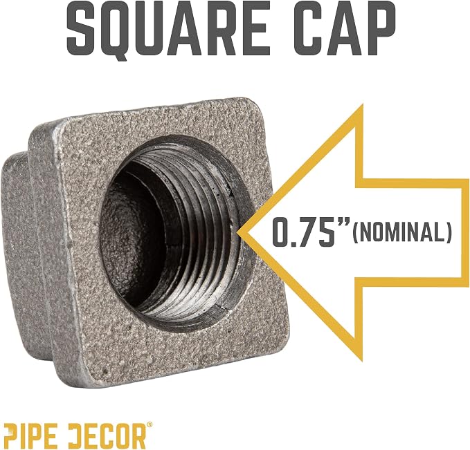 PIPE DECOR Square Cap Fitting, 3/4 Inch, Shelving and Standard 3/4 Inch - Image 3