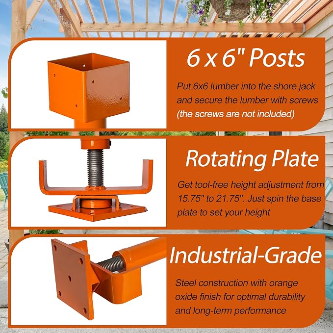 6x6 Screw Jack, Adjustable House Floor Jack - Image 6