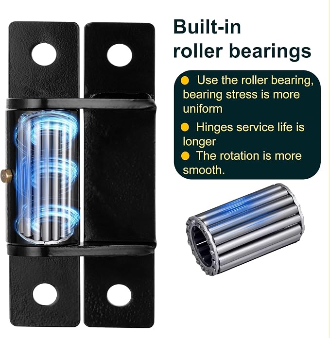 7in Heavy Duty Gate Hinges, 1100 lbs Max Load, 180° Smooth Open | 2Pcs - Image 4