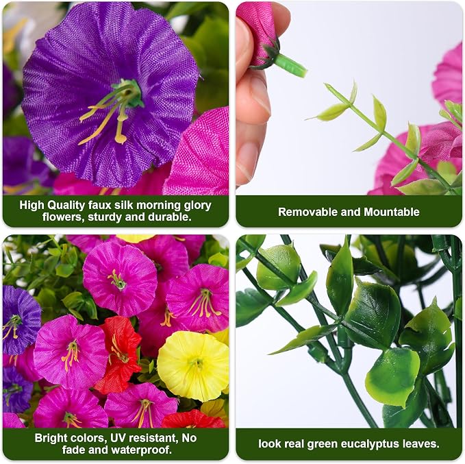 Artificial Flowers for Outdoors Fake Plants Outside Decoration, 12 Bundles Silk - Image 7